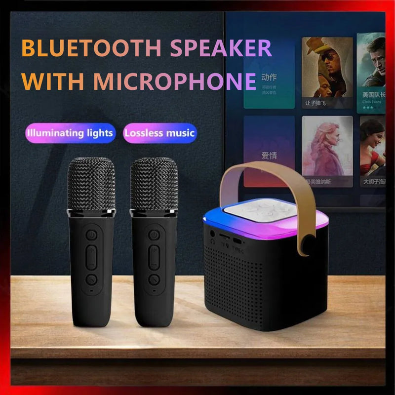 Y1 Wireless Dual Microphones Karaoke Machine KTV DSP System Bluetooth 5.3 PA Speaker HIFI Stereo Surround RGB Colorful LED Light