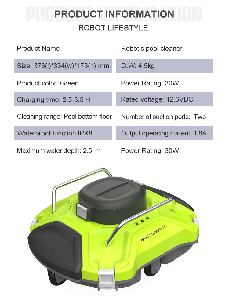 Robo limpa pimpa piscina.