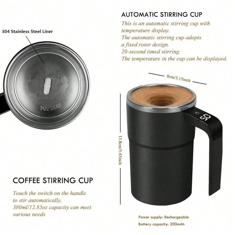 New 380ML Mini Electric Coffee Self Mixing Mug USB IP67 Waterproof Food Milk Coffee Mug Safe Rechargeable Automatic Magnetic Cup