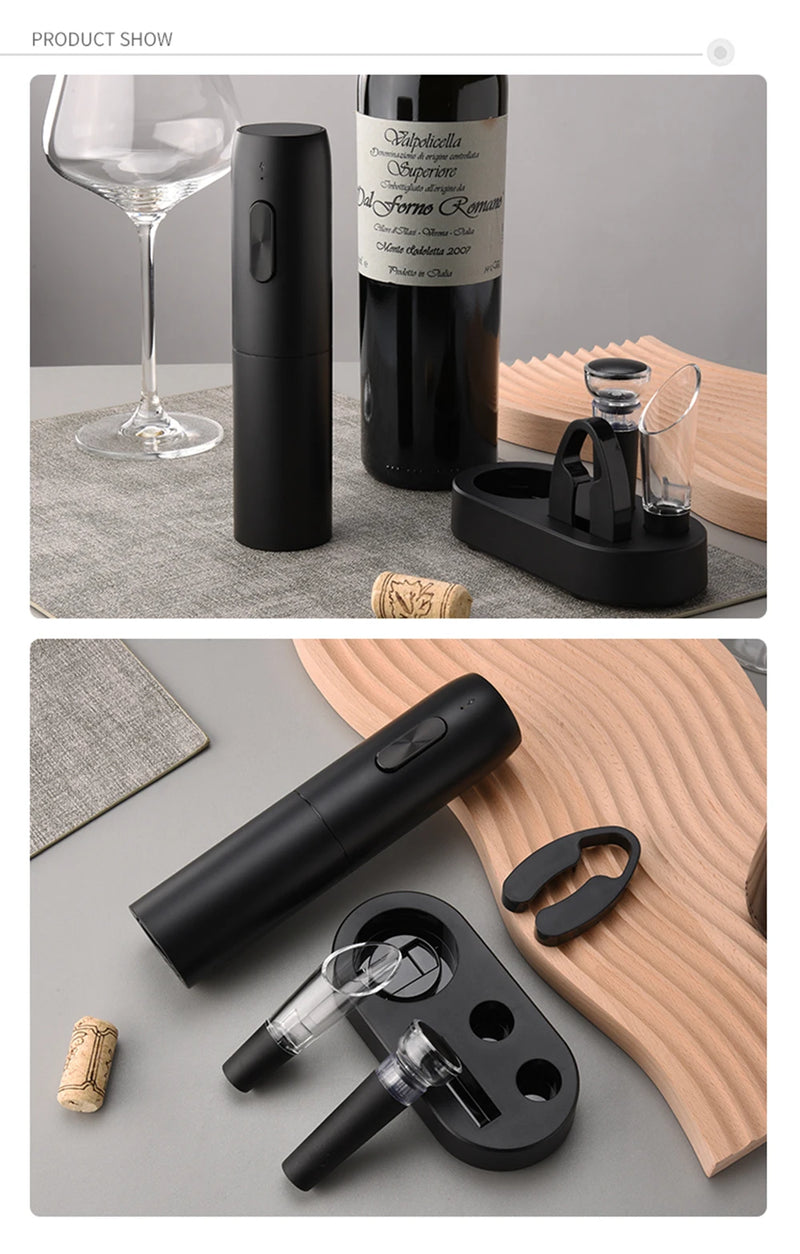 Electric Wine Bottle Opener Automatic Red Wine Corkscrew Rechargeable Wine Opener with Charging Base Tools Kitchen Accessories