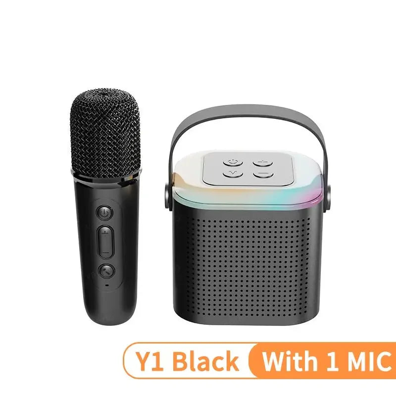 Y1 Wireless Dual Microphones Karaoke Machine KTV DSP System Bluetooth 5.3 PA Speaker HIFI Stereo Surround RGB Colorful LED Light